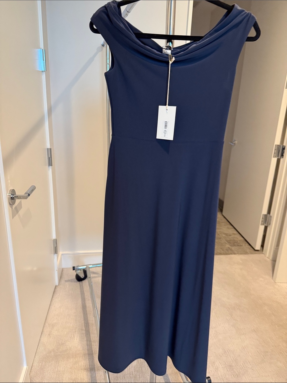 Wilfred Navy Cowl Neck Maxi Dress